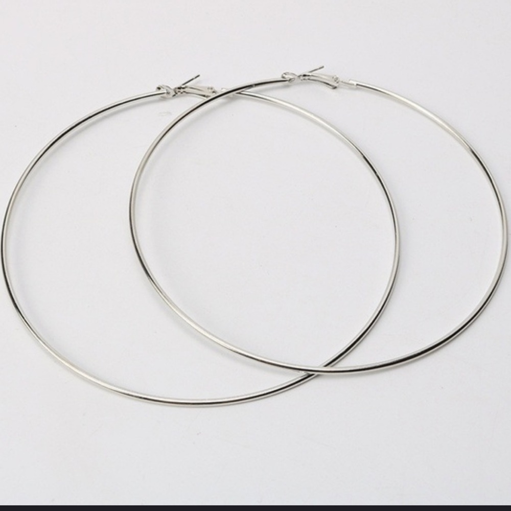 1 left! Oversized Silver Hoops - Picture 4 of 6
